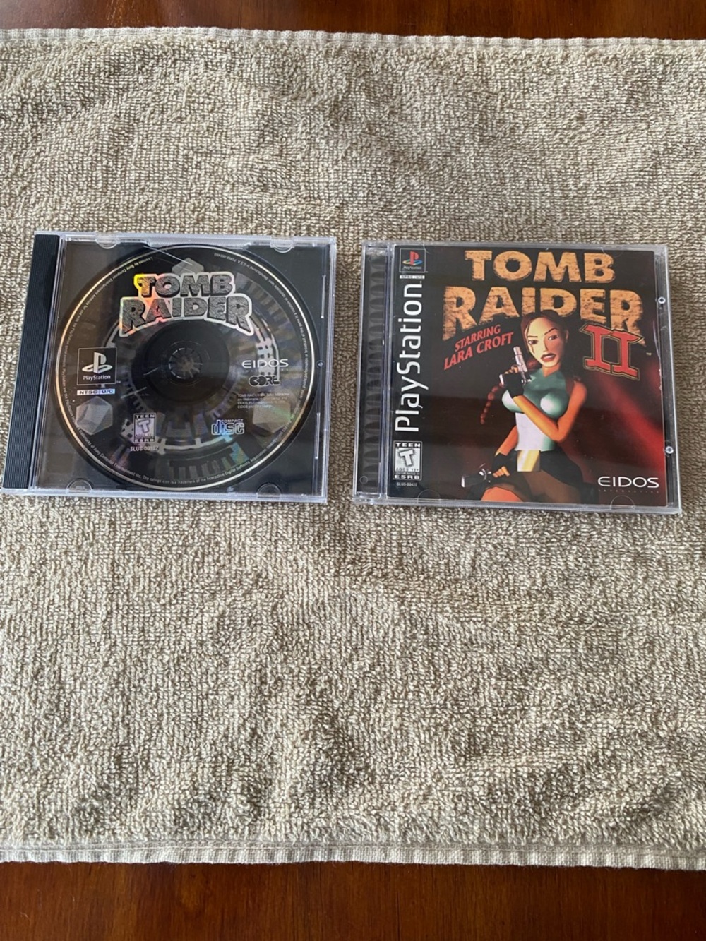 WOW!! 2 Games!! Tomb Raider and Tomb Raider  II PlayStation Game Bundle- Black